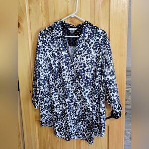 Allison Daily Plus Size 20W Long Sleeved Blouse, Blue Floral